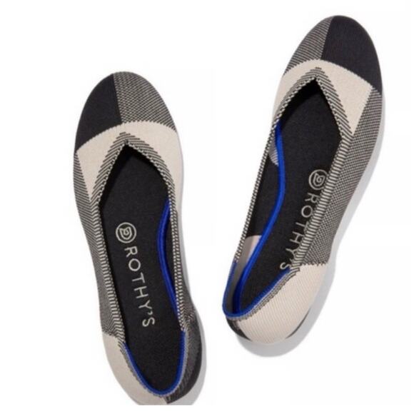 Rothys Womens Shoes Plaid Black & White Size 9.5 Slip-on Ballet - Picture 1 of 8